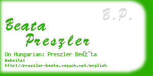 beata preszler business card